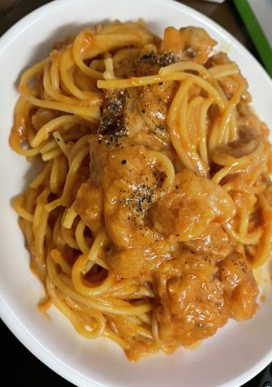 エビとツナのトマトクリームパスタ-レシピのメイン写真