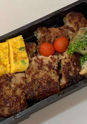 卵焼き器で作る☆デカハンバーグ弁当-レシピのメイン写真