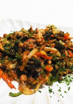豚肉と干し椎茸&野菜のソース味噌炒め-レシピのメイン写真