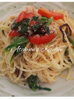 簡単!塩昆布とほうれん草の冷製パスタ-レシピのメイン写真