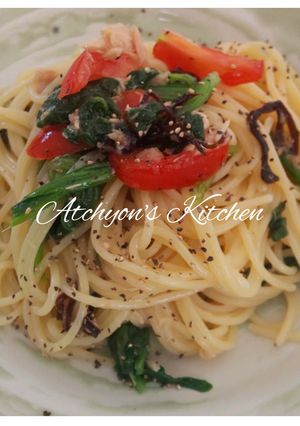 簡単！塩昆布とほうれん草の冷製パスタ-レシピのメイン写真