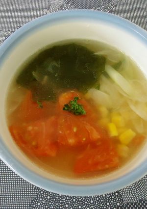 コーンとわかめのスープby草津市-レシピのメイン写真