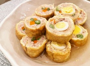 トロミ餡♡鶏ひき肉油揚げ巻き煮-レシピのメイン写真