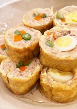 トロミ餡♡鶏ひき肉油揚げ巻き煮-レシピのメイン写真