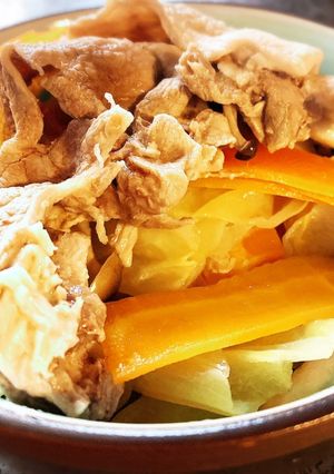 時短かんたん豚肉野菜蒸し 人参・キャベツ-レシピのメイン写真