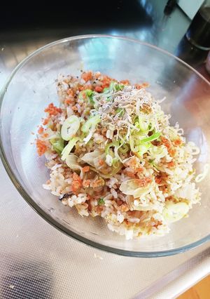 夕飯鰹節油香るとジャコのレタスチャーハン-レシピのメイン写真