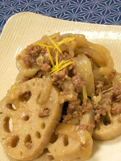 蓮根と玉ねぎの味噌そぼろ煮-レシピのメイン写真