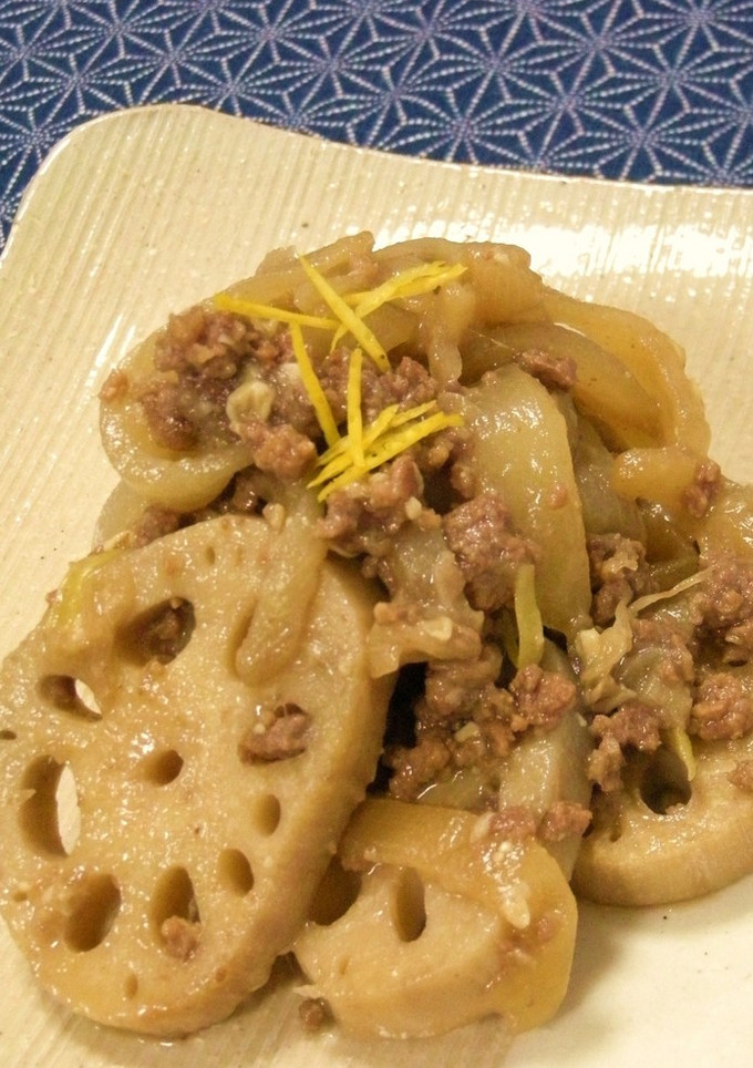 蓮根と玉ねぎの味噌そぼろ煮-レシピのメイン写真