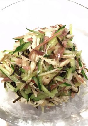 さっぱり★鳥ささみと茗荷胡瓜の塩昆布和え-レシピのメイン写真