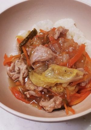 ズボラあんかけ丼(豚と白菜)-レシピのメイン写真