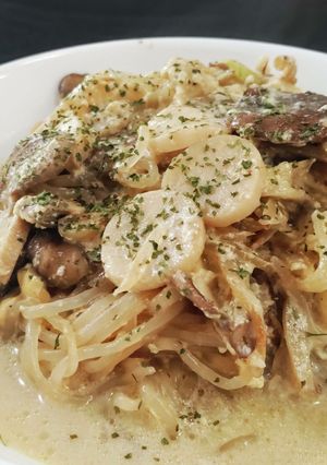 低糖質！しらたき豆乳きのこクリームパスタ-レシピのメイン写真