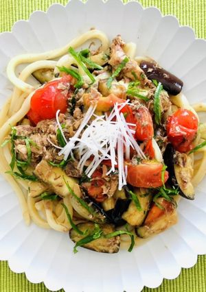 サバ缶とナスのイタリアン焼きうどん-レシピのメイン写真