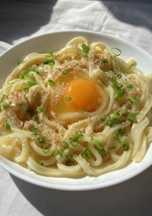簡単！釜玉うどん-レシピのメイン写真