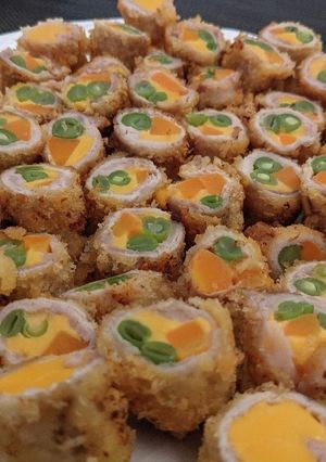 ニンジン・インゲン・チーズの三色巻き-レシピのメイン写真