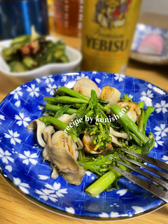 アスパラ菜とホタテの炒め煮♪-レシピのメイン写真