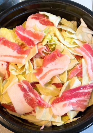 簡単!キャベツと豚バラ肉のごま塩鍋-レシピのメイン写真