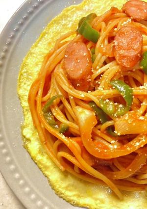 喫茶店のまろやかナポリタン♡薄焼き卵敷き-レシピのメイン写真
