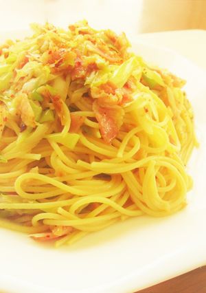 ベーコンと白ねぎの昆布だしペペロンチーノ-レシピのメイン写真