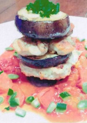 ナスタワー　ヒスイを添えて-レシピのメイン写真