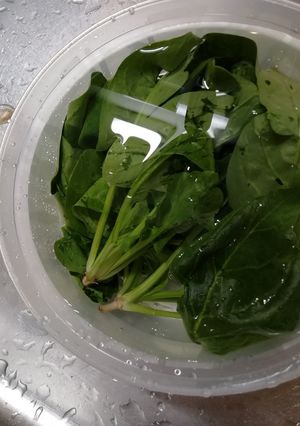 水で普通ほもうれん草をサラダににする方法-レシピのメイン写真