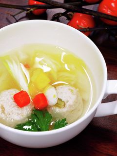 岩下の新生姜入り白菜漬の鶏団子スープ-レシピのメイン写真