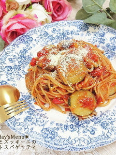 【簡単】ナスとズッキーニのトマトパスタ-レシピのメイン写真