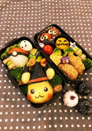 キャラ弁 ハロウィン 魔女ピカチュウ-レシピのメイン写真