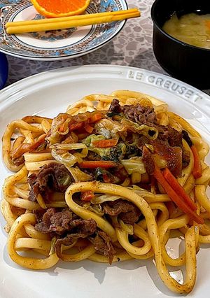 牛スタミナ漬け 焼きうどん すき焼きタレ-レシピのメイン写真