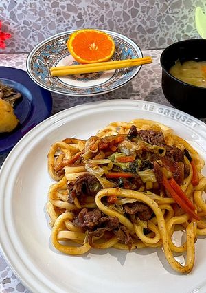 霜月18　献立　焼うどん-レシピのメイン写真