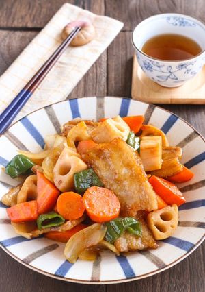 疲れた身体に効く！豚肉と野菜の黒酢炒め-レシピのメイン写真