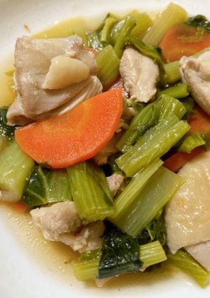 鶏もも肉と小松菜の煮物-レシピのメイン写真