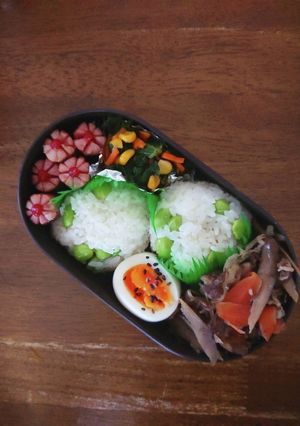 JK☆枝豆のだし丸むすび弁当♪-レシピのメイン写真