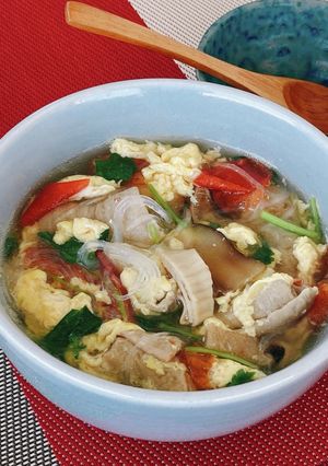 レンチン中味汁であっというまに中華スープ-レシピのメイン写真