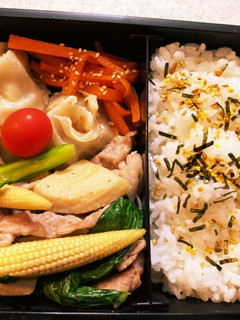 ヤングコーン筍小松菜豚肉炒高校生男子弁当-レシピのメイン写真