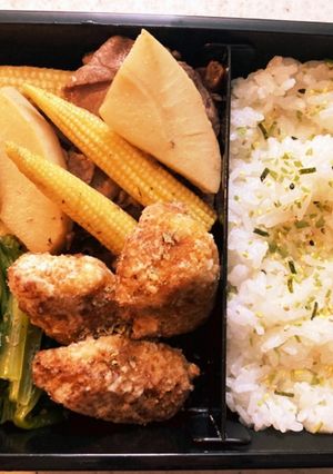 筍ヤングコーン小松菜お浸し高校生男子弁当-レシピのメイン写真
