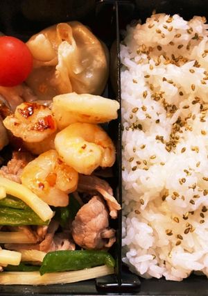 蓮根と海老のチリソース高校生男子弁当-レシピのメイン写真