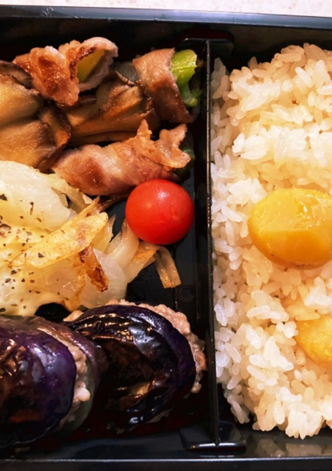 栗ご飯舞茸バターソテー高校生男子弁当-レシピのメイン写真