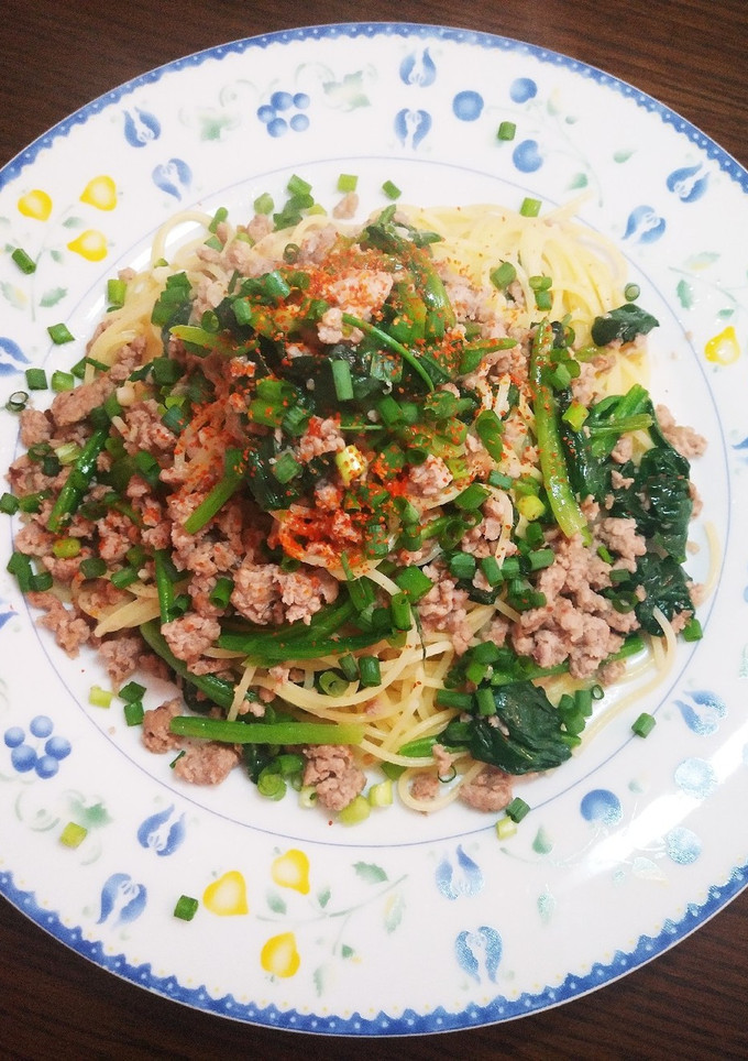 絶品☆豚挽き肉とほうれん草の和風パスタ-レシピのメイン写真