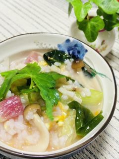 鍋の余った出汁で野菜たっぷり雑炊♬-レシピのメイン写真