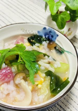 鍋の余った出汁で野菜たっぷり雑炊♬-レシピのメイン写真