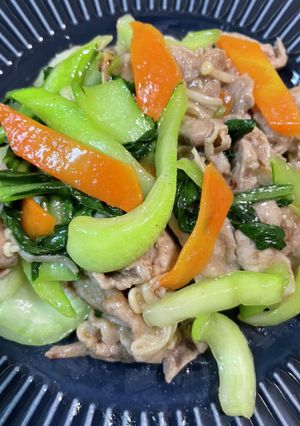 青梗菜と豚バラ野菜炒め-レシピのメイン写真