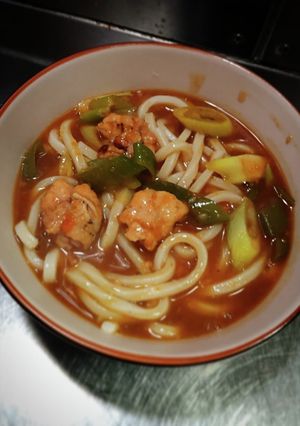 炙り鶏のカレーうどん❨(@≧↺≦@)❩ノ-レシピのメイン写真