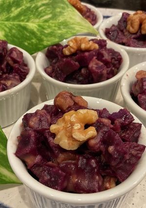 フライパンで作る紫芋とくるみのおやつ-レシピのメイン写真
