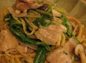 豚バラ、きのこ、水菜の柚子胡椒パスタ-レシピのメイン写真