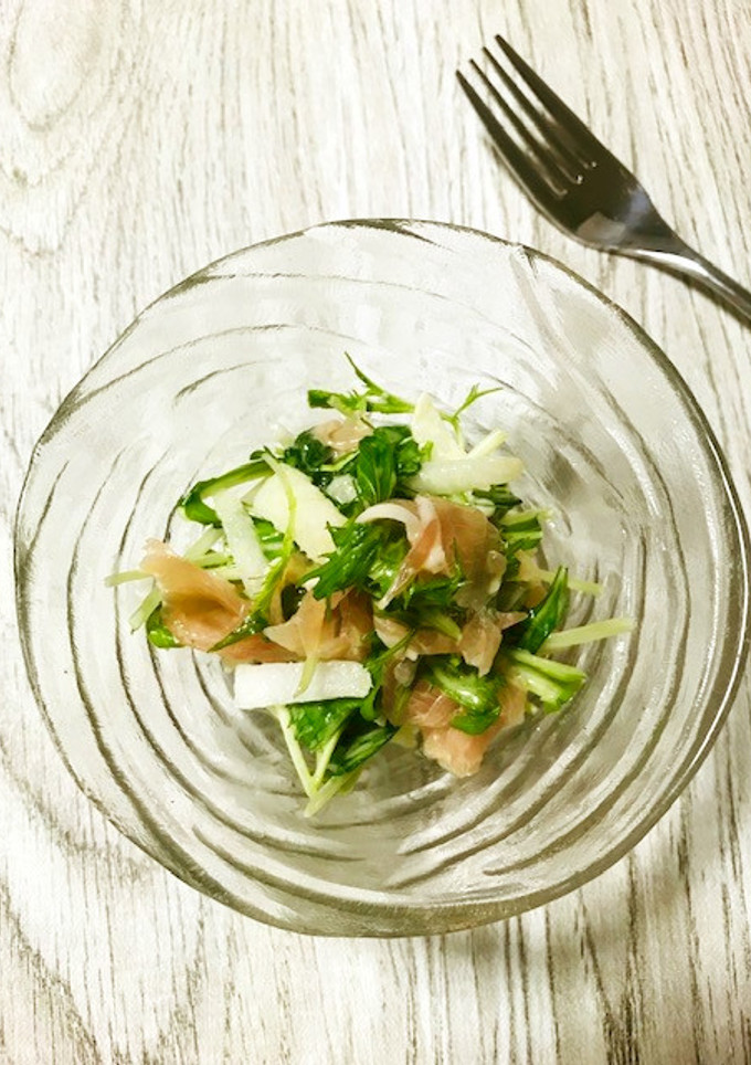 水菜と梨と生ハムのサラダ-レシピのメイン写真