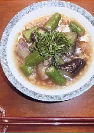 茄子とオクラのとろとろ煮ーしその葉乗せー-レシピのメイン写真