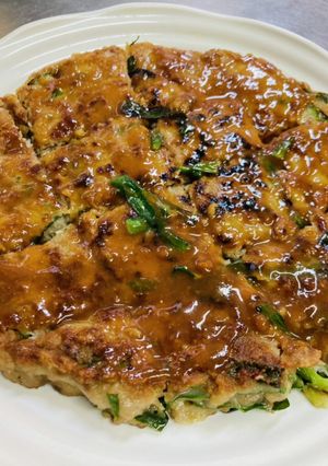 ニラと合い挽き肉のチヂミ風-レシピのメイン写真