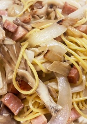 ベーコンと舞茸の生クリームスパゲティ-レシピのメイン写真