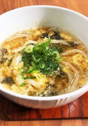 5分で　柚子香る【卵わかめうどん】-レシピのメイン写真