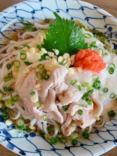 豚しゃぶ明太とろろうどん-レシピのメイン写真